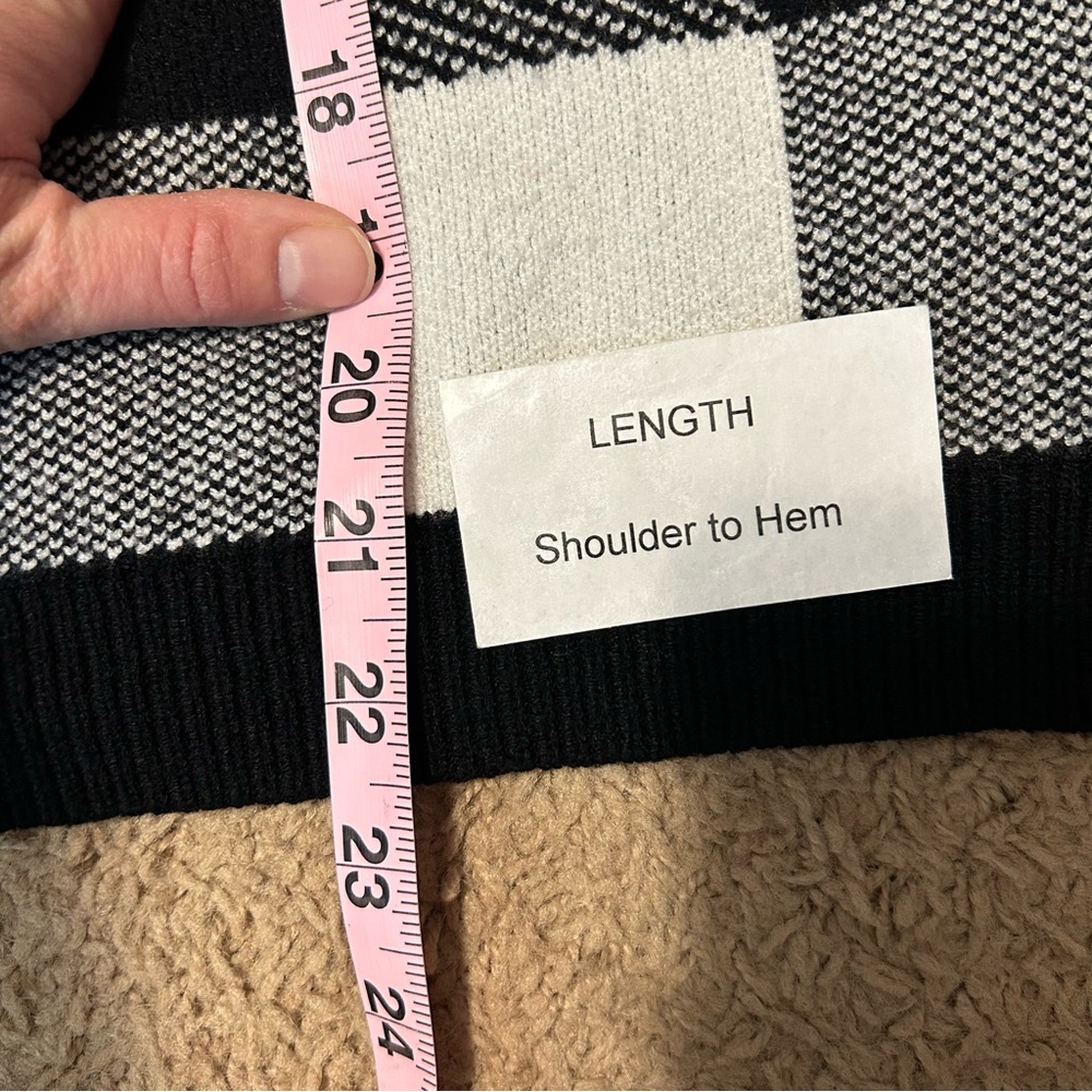 Anthropologie | Plaid Ruffle Collar Pullover Sweater Black White Women’s Size L - Picture 14 of 14